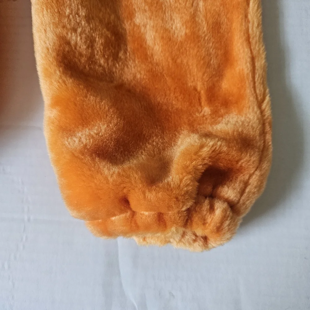 Vintage Chrisha Pumpkin Costume Child Ages 4-6 One Piece Zip Front Orange Plush
